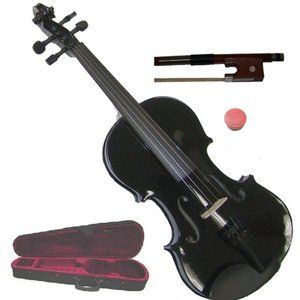 New Real 1/16 Size Black Violin with Case and Bow
